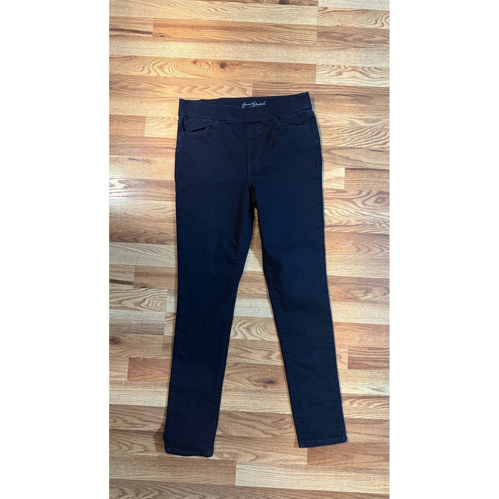 Gloria Vanderbilt Amanda Pull On Slimming Skinny Jeans Black Womens Size 10 High